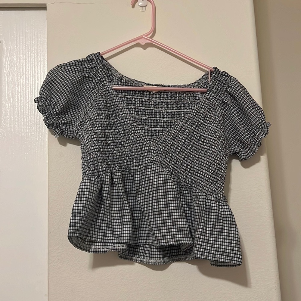 PacSun Black and White Checkered Blouse